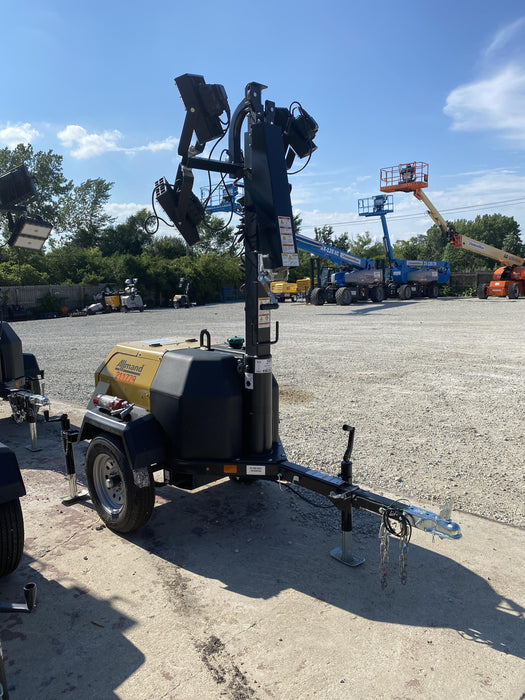 2022 Allmand NLV3GR (4) LED Light Fixture 350W, 23' Vertical Mast, 3kW Prime, Towable, Deep Sea L401, Leveling Jacks, Yanmar T4F 5.8hp