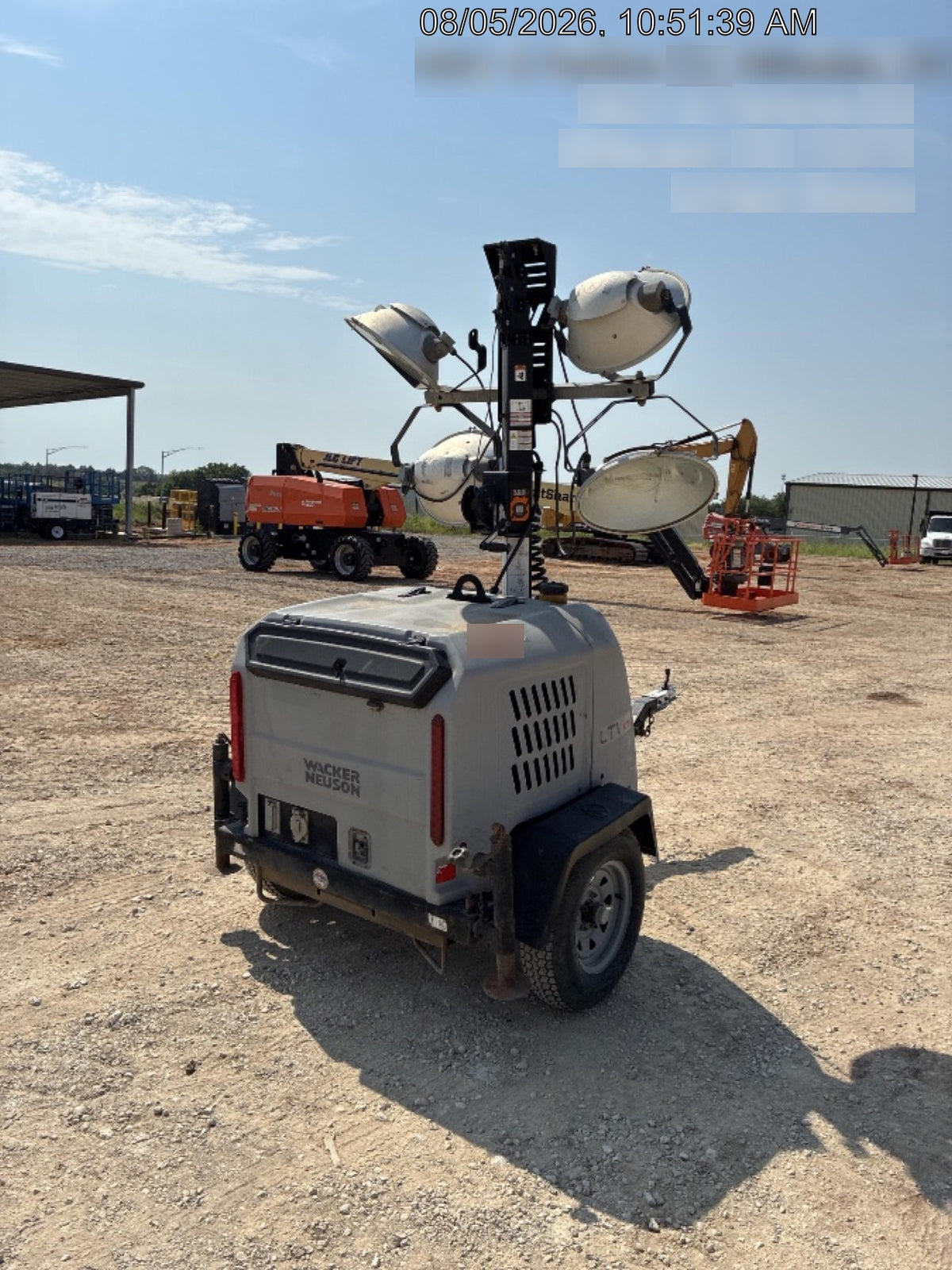 2019 Wacker Neuson LTV6L-MH Wacker Neuson LTV6L Mobile Light Tower w/Fuel Level Sensor Installed
