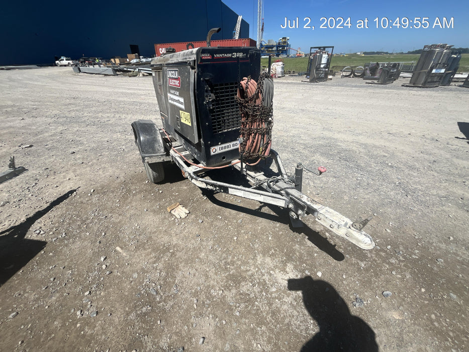 2019 Lincoln Electric Vantage 322 Ready-Pak 3, Two Wheel Trailer, Fender and Light Kit, Cable Rack