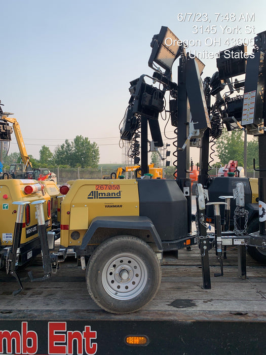 2022 Allmand NLV3GR (4) LED Light Fixture 350W, 23' Vertical Mast, 3kW Prime, Towable, ES Decals, T3