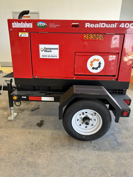 2022 Shindaiwa DGW400MDL Kubota D902 Engine, 23 HP, Dual Op Welder, Wire, Arc, Droop Stick, Tig, and CC Stick Functionality, Simulphase, 3 Phase and 1 Phase Gen Output, Single Axle NB Trlr, Slr Trckl Chrg 12V 12W, Fire Ext