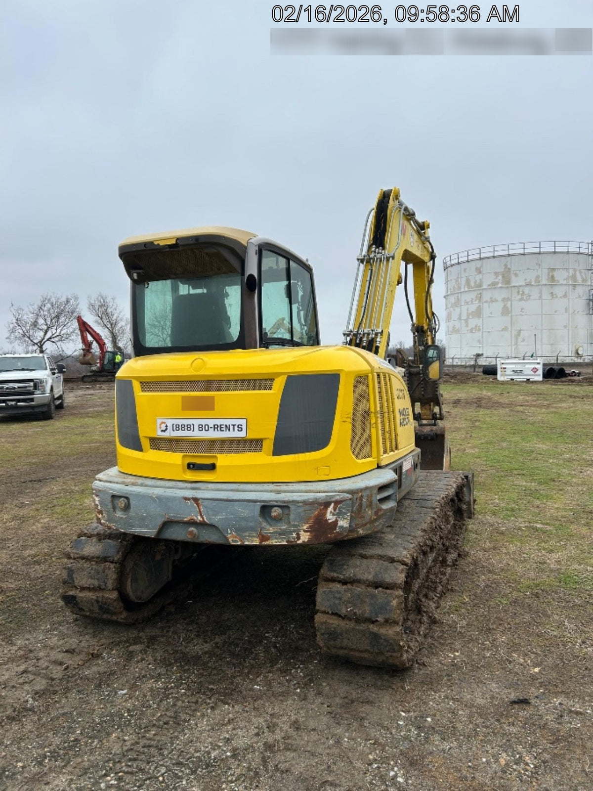 Wacker Neuson ET90 Enclosed Cab, Hybrid Tracks, Long Dipperstick,  Bucket
