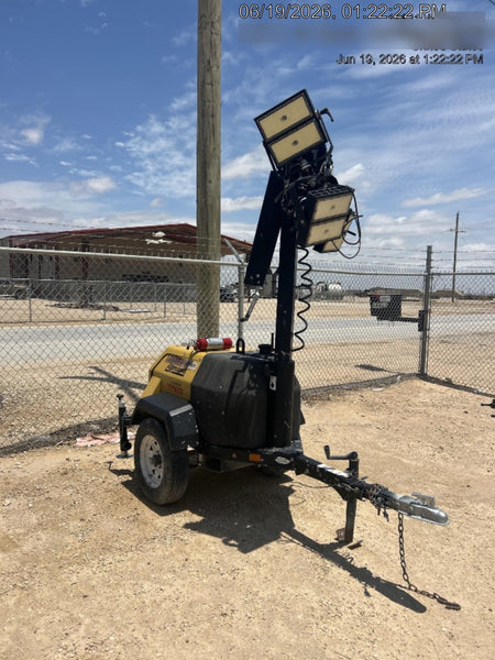 Allmand NLV3GR (4) LED Light Fixture 350W, 23' Vertical Mast, 3kW Prime, Towable, Deep Sea L401, Leveling Jacks, Yanmar T4F 5.8hp