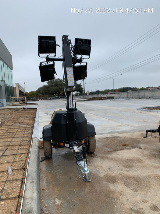 2022 Allmand NLV3GR (4) LED Light Fixture 350W, 23' Vertical Mast, 3kW Prime, Towable, Deep Sea L401, Leveling Jacks, Yanmar T4F 5.8hp