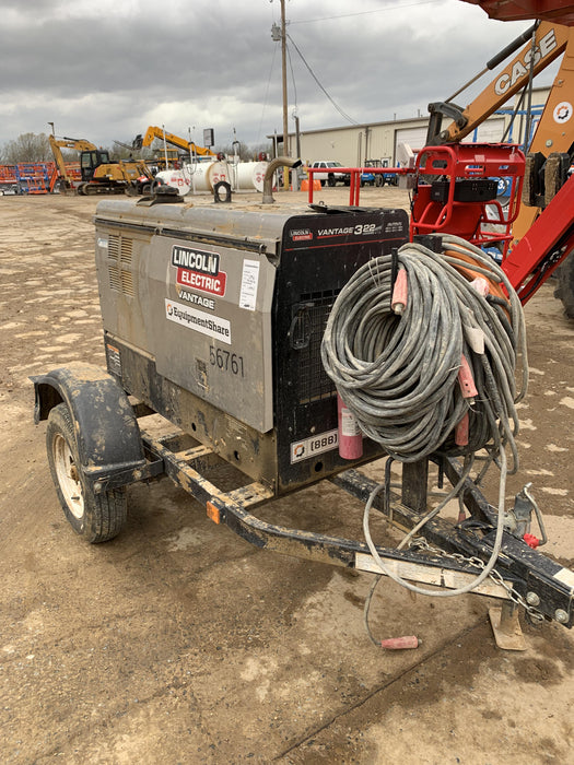 2019 Lincoln Electric Vantage 322 Welder Ready-Pak 3, Two wheel trailer, Fender and Light kit, Cable Rack