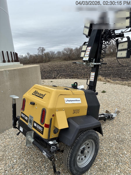 2022 Allmand NLV3GR (4) LED Light Fixture 350W, 23' Vertical Mast, 3kW Prime, Towable, Deep Sea L401, Leveling Jacks, Yanmar T4F 5.8hp