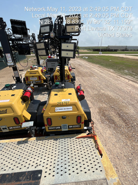 2022 Allmand NLV3GR (4) LED Light Fixture 350W, 23' Vertical Mast, 3kW Prime, Towable, Deep Sea L401, Leveling Jacks, Yanmar T4F 5.8hp