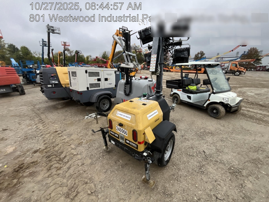 2022 Allmand NLV3GR (4) LED Light Fixture 350W, 23' Vertical Mast, 3kW Prime, Towable, ES Decals, T3