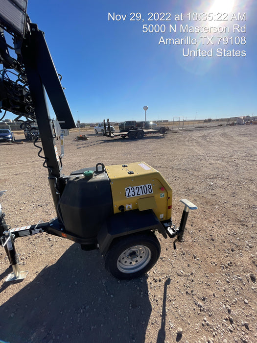 2022 Allmand NLV3GR (4) LED Light Fixture 350W, 23' Vertical Mast, 3kW Prime, Towable, Deep Sea L401, Leveling Jacks, Yanmar T4F 5.8hp