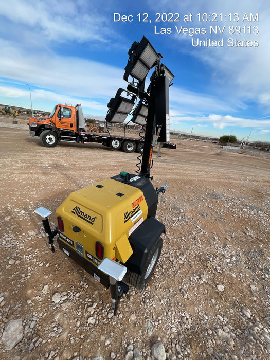 2022 Allmand NLV3GR (4) LED Light Fixture 350W, 23' Vertical Mast, 3kW Prime, Towable, ES Decals, T3