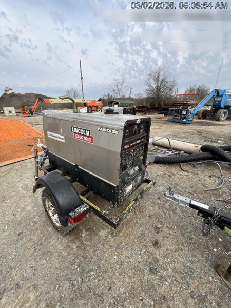 2019 Lincoln Electric Vantage 322 Ready-Pak 3, Two Wheel Trailer, Fender and Light Kit, Cable Rack