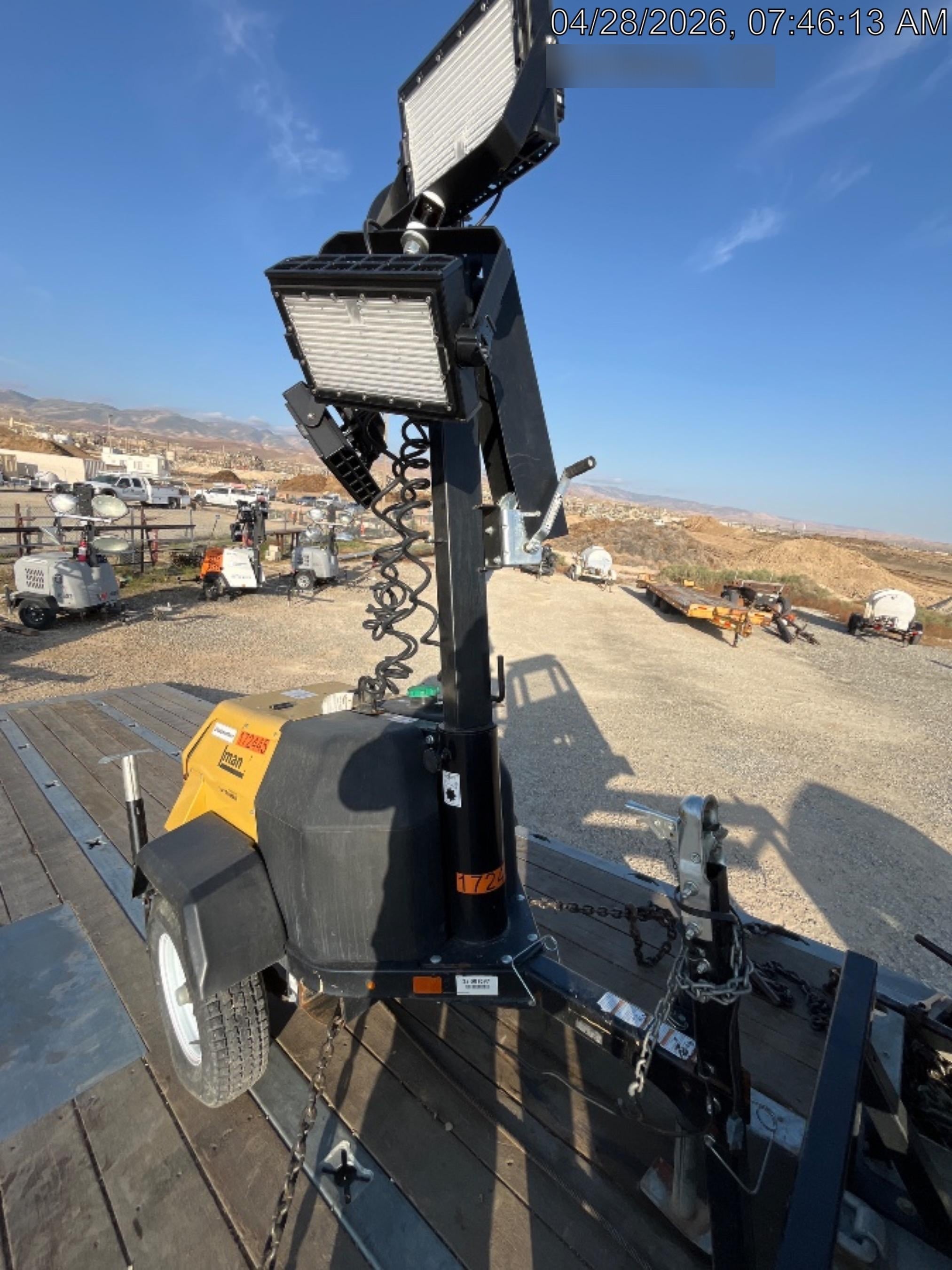 2021 Allmand NLV3GR (4) LED Light Fixture 350W, 23' Vertical Mast, 3kW Prime, Towable, Deep Sea L401, Leveling Jacks, Yanmar T4F 5.8hp