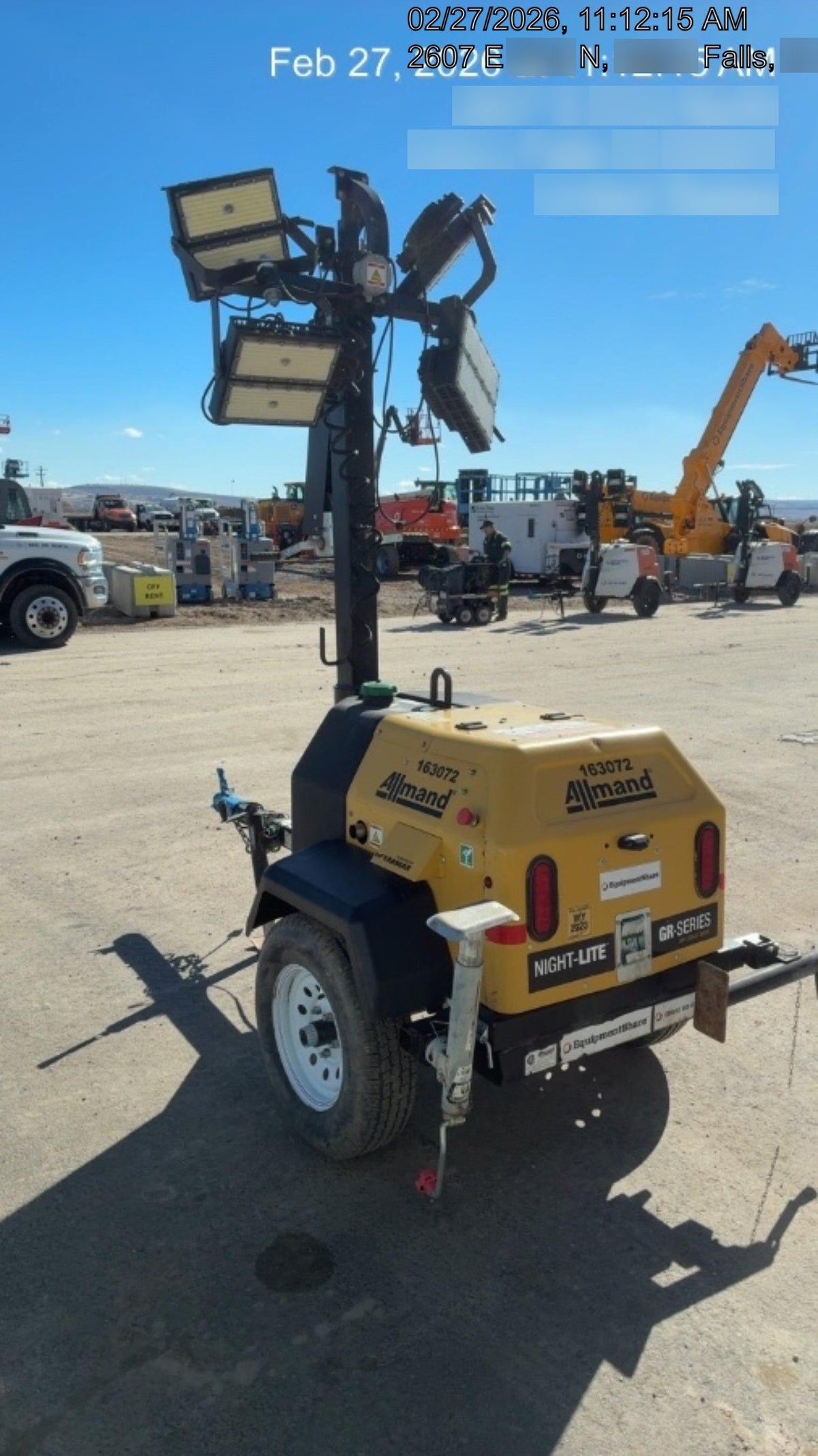 2021 Allmand NLV3GR (4) LED Light Fixture 350W, 23' Vertical Mast, 3kW Prime, Towable, Deep Sea L401, Leveling Jacks, Yanmar T4F 5.8hp