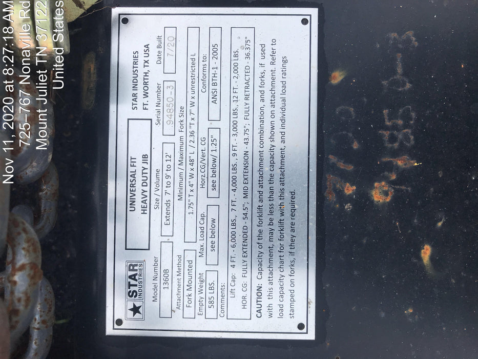 2020 STAR INDUSTRIES M1360B - Star JIB Boom