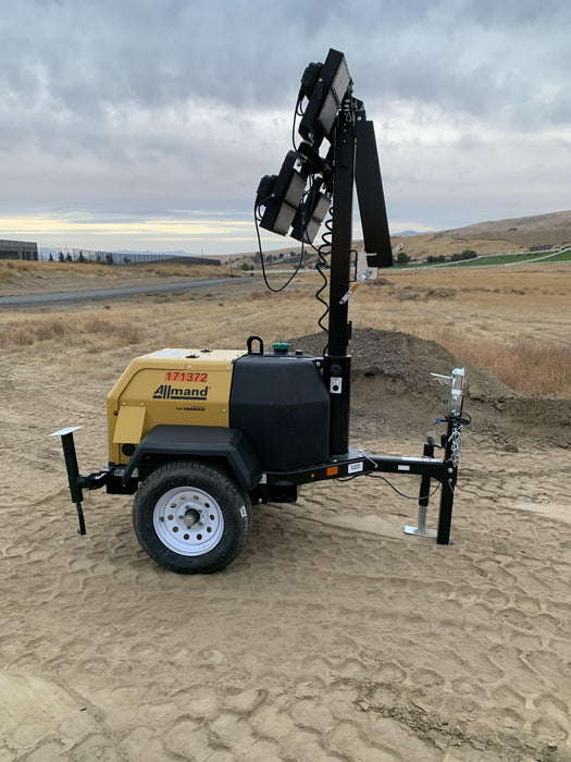 2021 Allmand NLV3GR (4) LED Light Fixture 350W, 23' Vertical Mast, 3kW Prime, Towable, Deep Sea L401, Leveling Jacks, Yanmar T4F 5.8hp