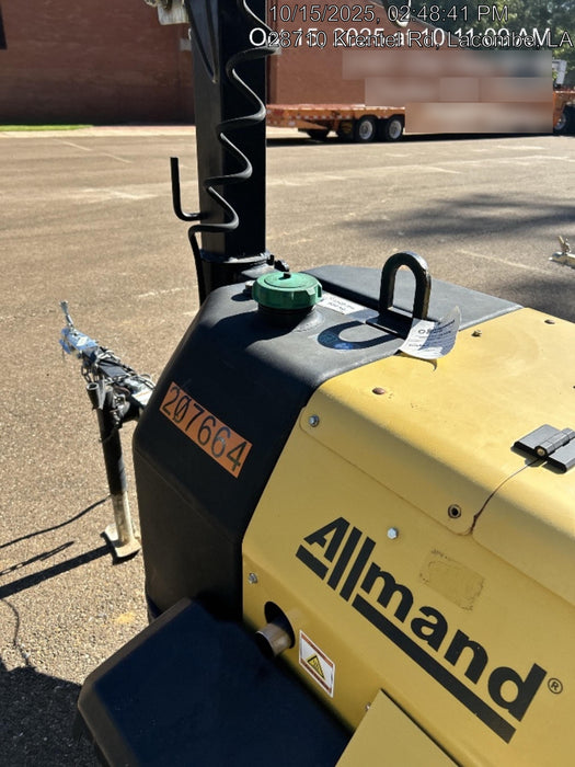 2022 Allmand NLV3GR (4) LED Light Fixture 350W, 23' Vertical Mast, 3kW Prime, Towable, Deep Sea L401, Leveling Jacks, Yanmar T4F 5.8hp