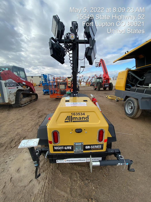 2021 Allmand NLV3GR (4) LED Light Fixture 350W, 23' Vertical Mast, 3kW Prime, Towable, Deep Sea L401, Leveling Jacks, Yanmar T4F 5.8hp