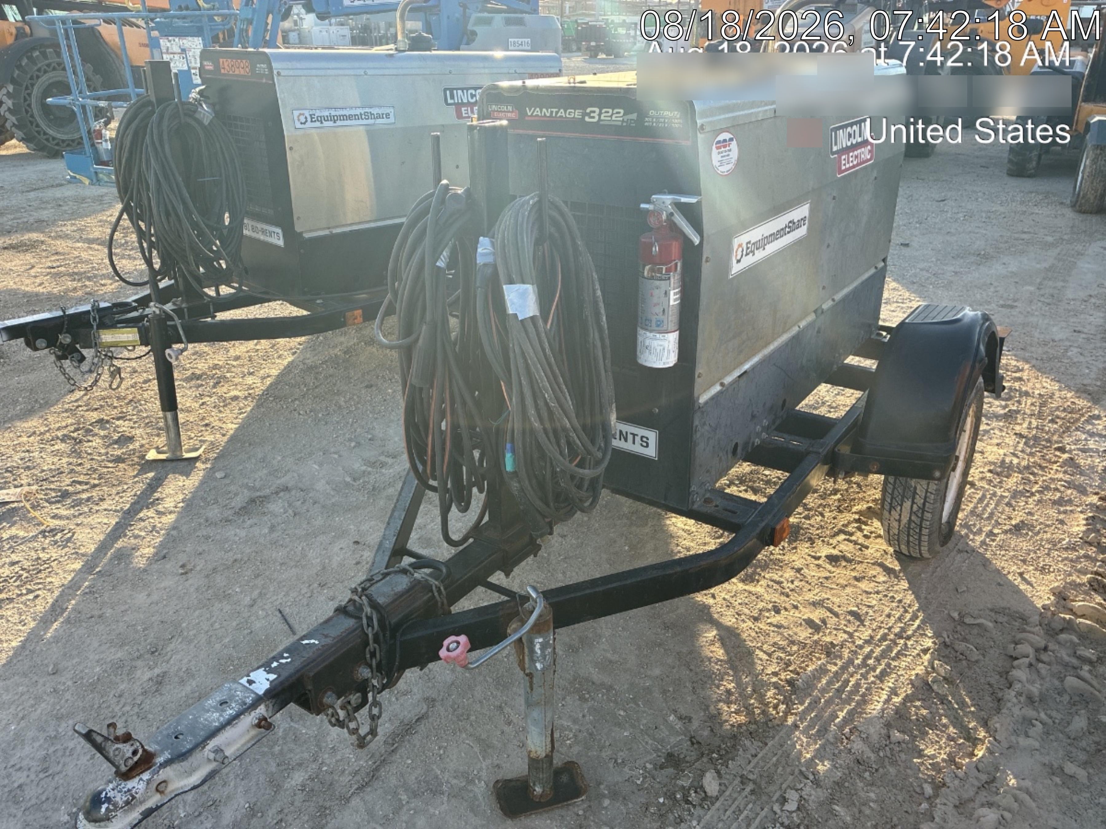 2019 Lincoln Electric Vantage 322 Welder Ready-Pak 3, Two wheel trailer, Fender and Light kit, Cable Rack