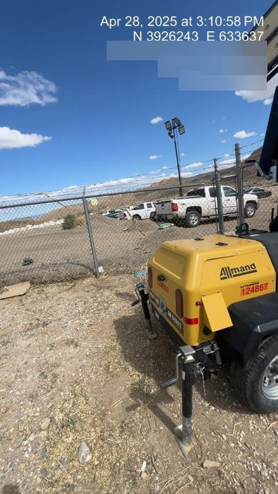 Allmand NLV3GR (4) LED Light Fixture 350W, 23' Vertical Mast, 3kW Prime, Towable, Deep Sea L401, Leveling Jacks, Yanmar T4F 5.8hp