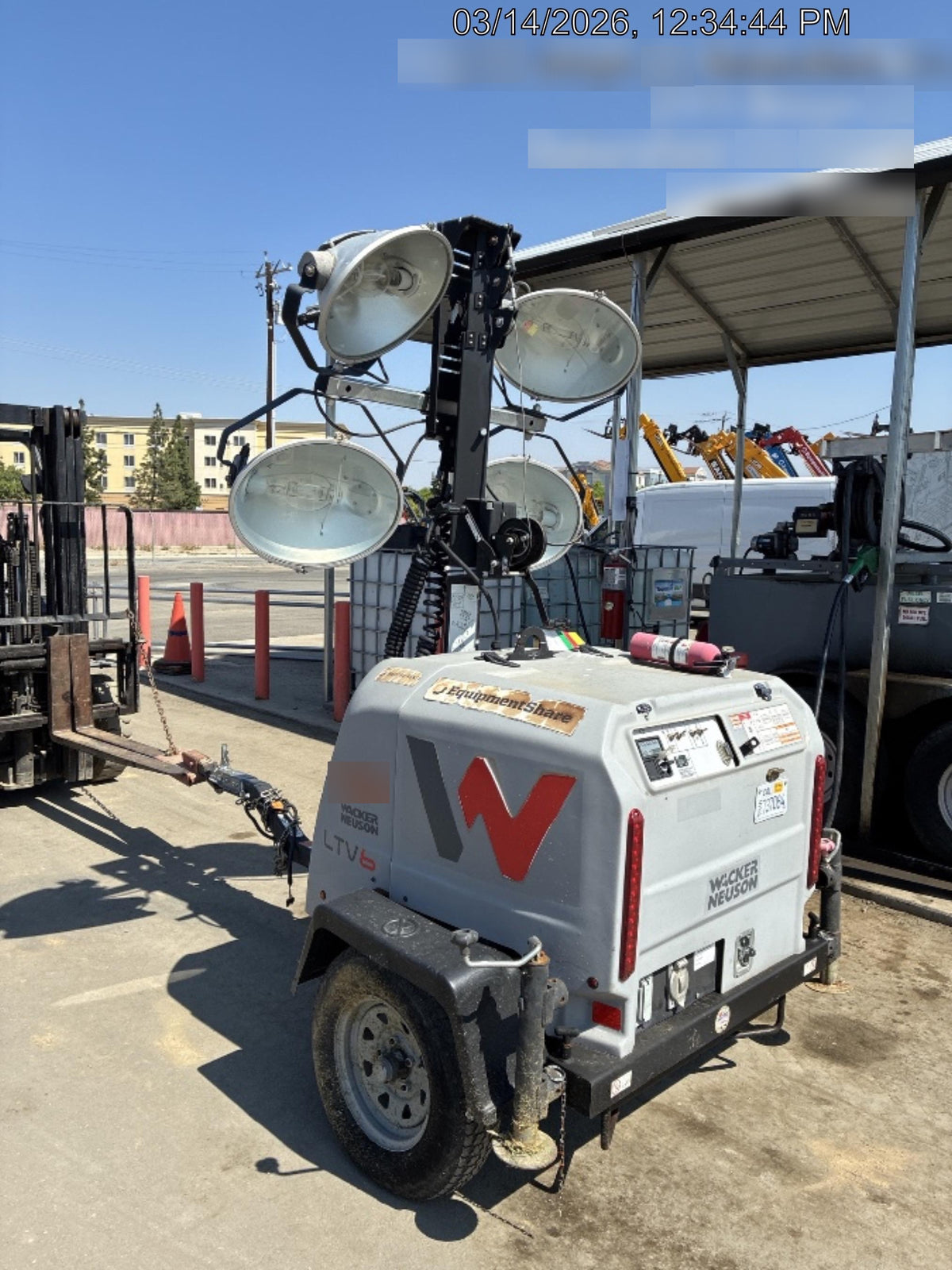 2019 Wacker Neuson LTV6L-MH Wacker Neuson LTV6L Mobile Light Tower w/Fuel Level Sensor Installed