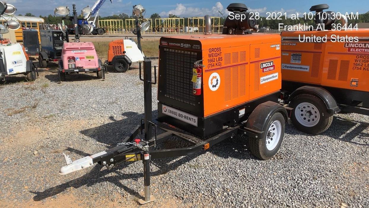 2021 Lincoln Electric Vantage 549X Ready Pak 3, ORANGE (includes trailer, cable rack, fender light kit)