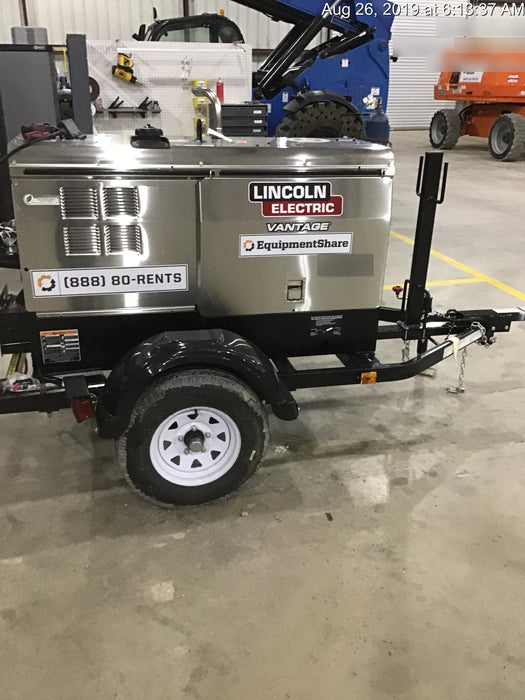 2019 Lincoln Electric Vantage 322 Ready-Pak 3, Two Wheel Trailer, Fender and Light Kit, Cable Rack