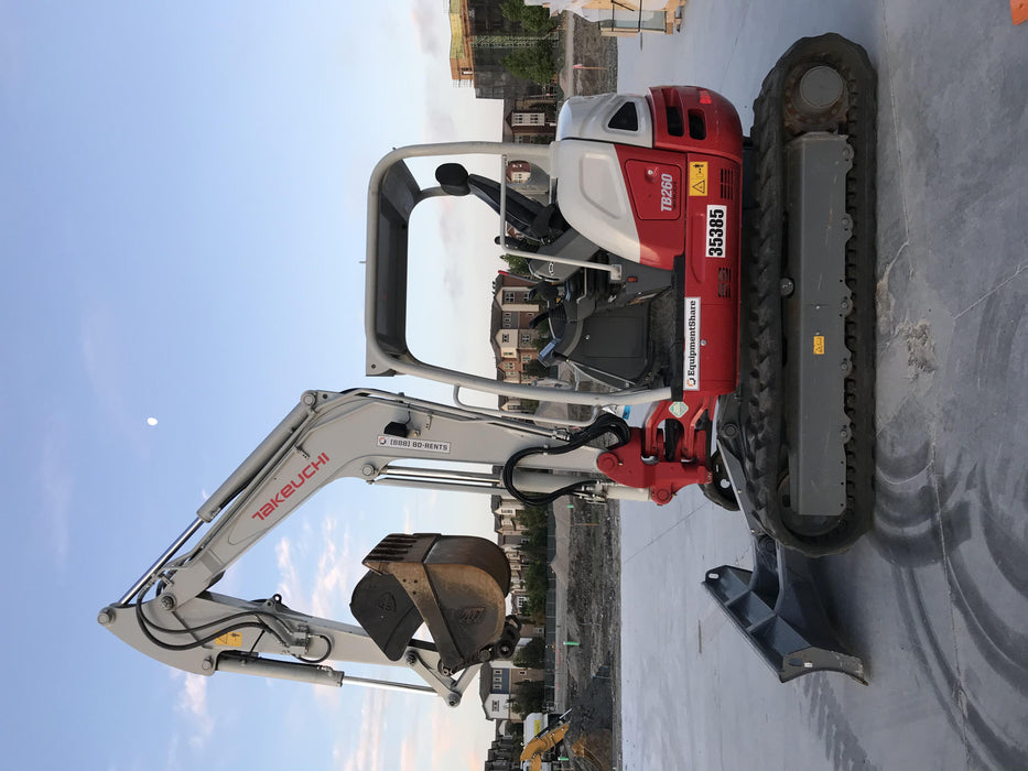 2019 Takeuchi TB260 Canopy, Standard Blade, Auxiliary hydraulics Manual QC, Hydraulic thumb, 12" ,18", 24" Bucket
