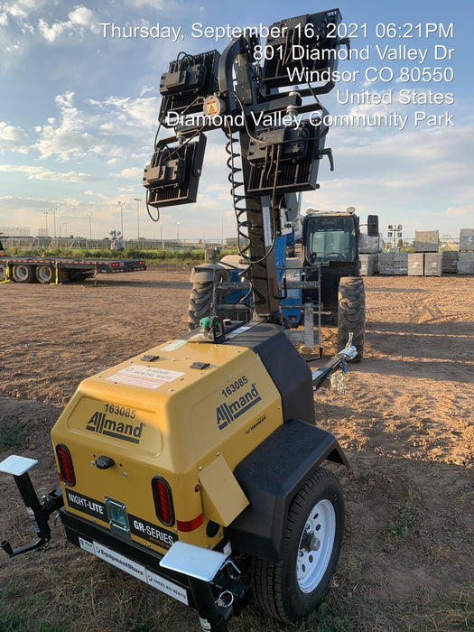 2021 Allmand NLV3GR (4) LED Light Fixture 350W, 23' Vertical Mast, 3kW Prime, Towable, Deep Sea L401, Leveling Jacks, Yanmar T4F 5.8hp