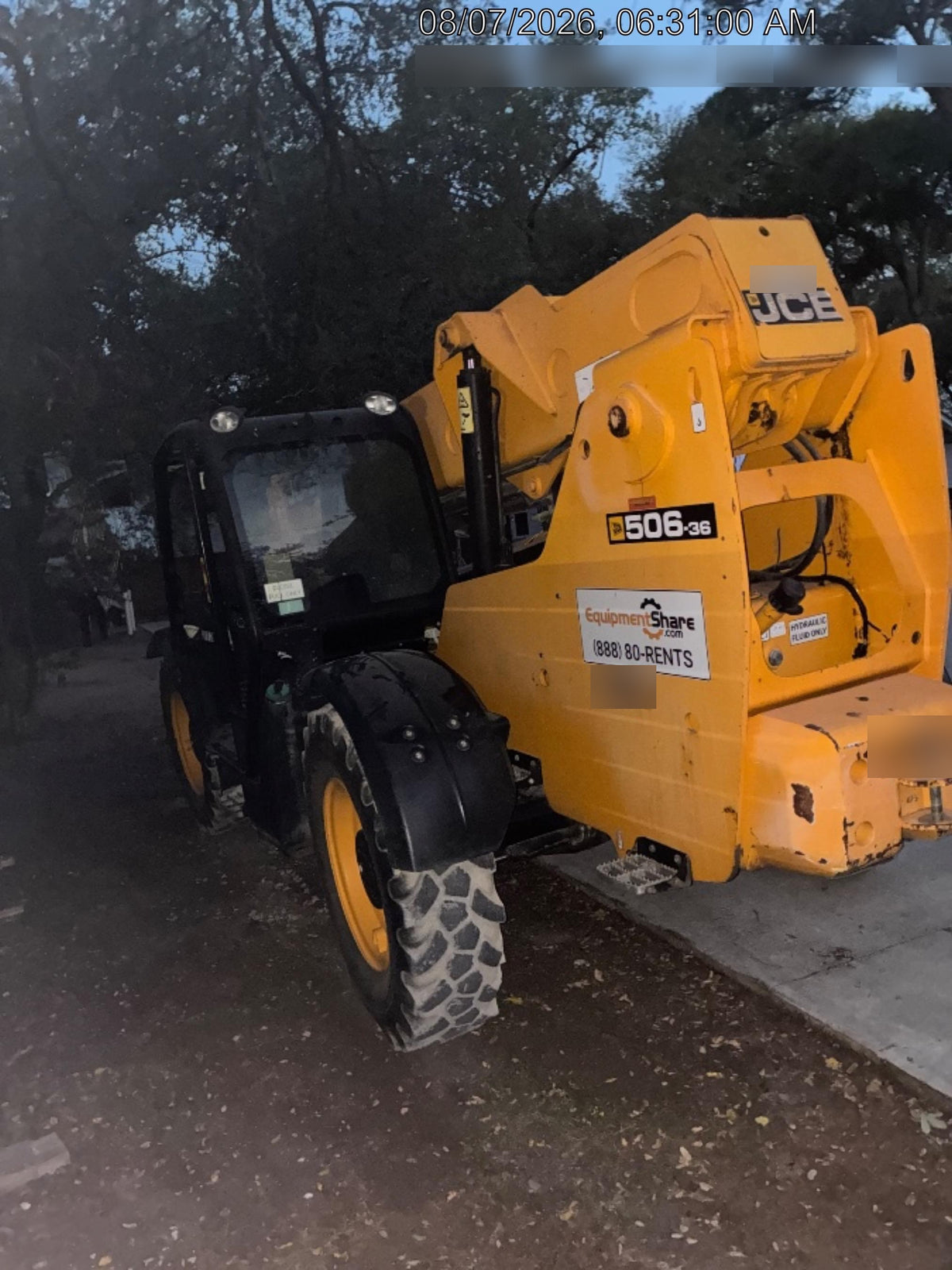 2019 JCB 506-36 Canopy, 74 HP, Foam Filled Tires, STD Worklight, Beacon, Aux Hydraulics, Lifting Eye, Back up Alarm 48" Carriage/48" Forks