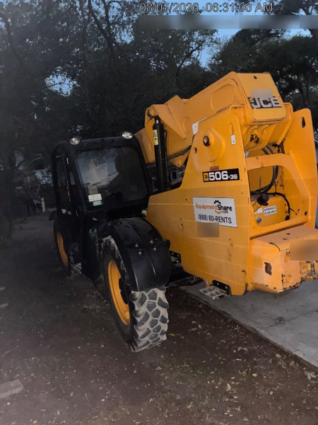 2019 JCB 506-36 Canopy, 74 HP, Foam Filled Tires, STD Worklight, Beacon, Aux Hydraulics, Lifting Eye, Back up Alarm 48" Carriage/48" Forks