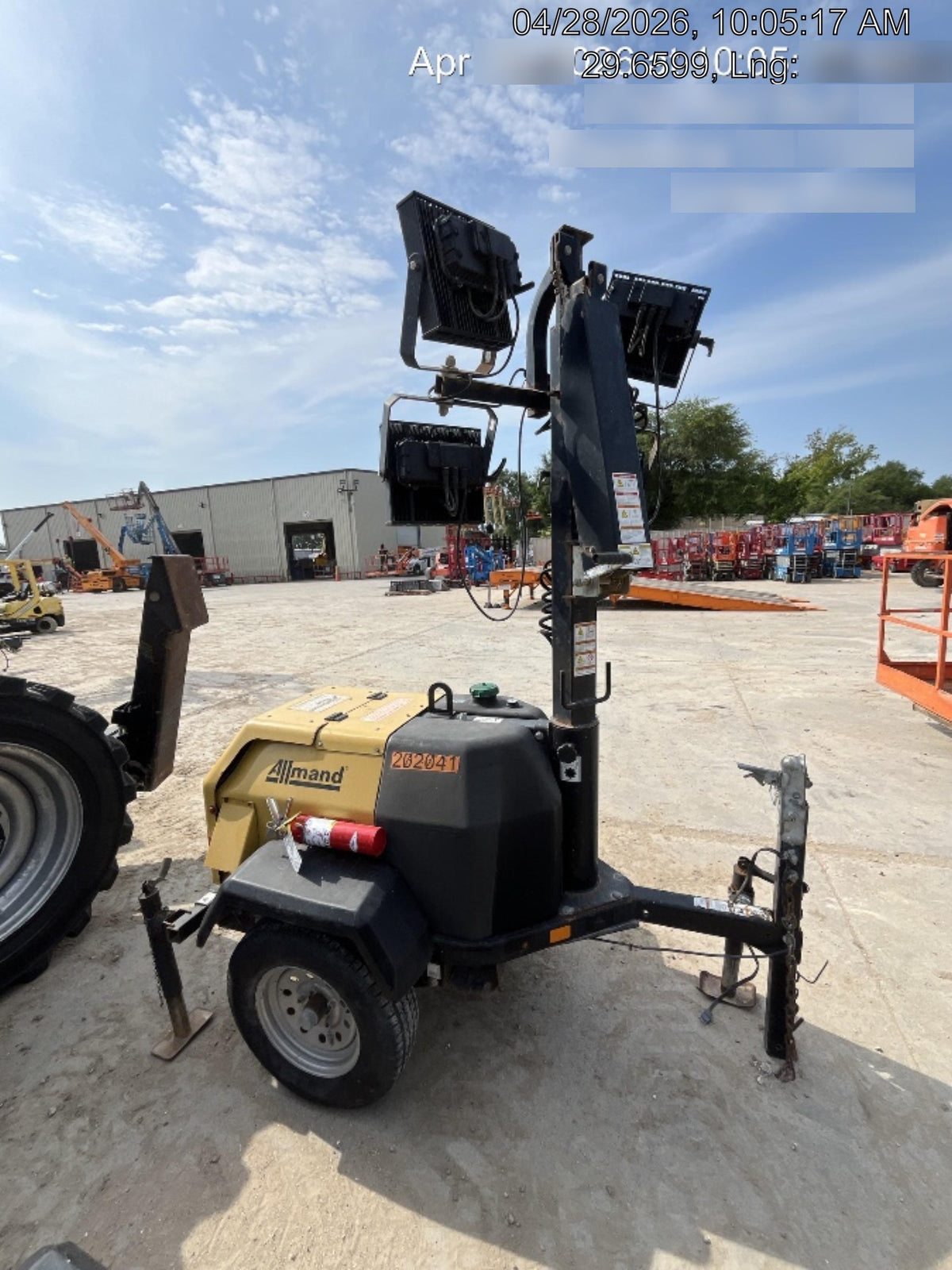 2022 Allmand NLV3GR (4) LED Light Fixture 350W, 23' Vertical Mast, 3kW Prime, Towable, Deep Sea L401, Leveling Jacks, Yanmar T4F 5.8hp