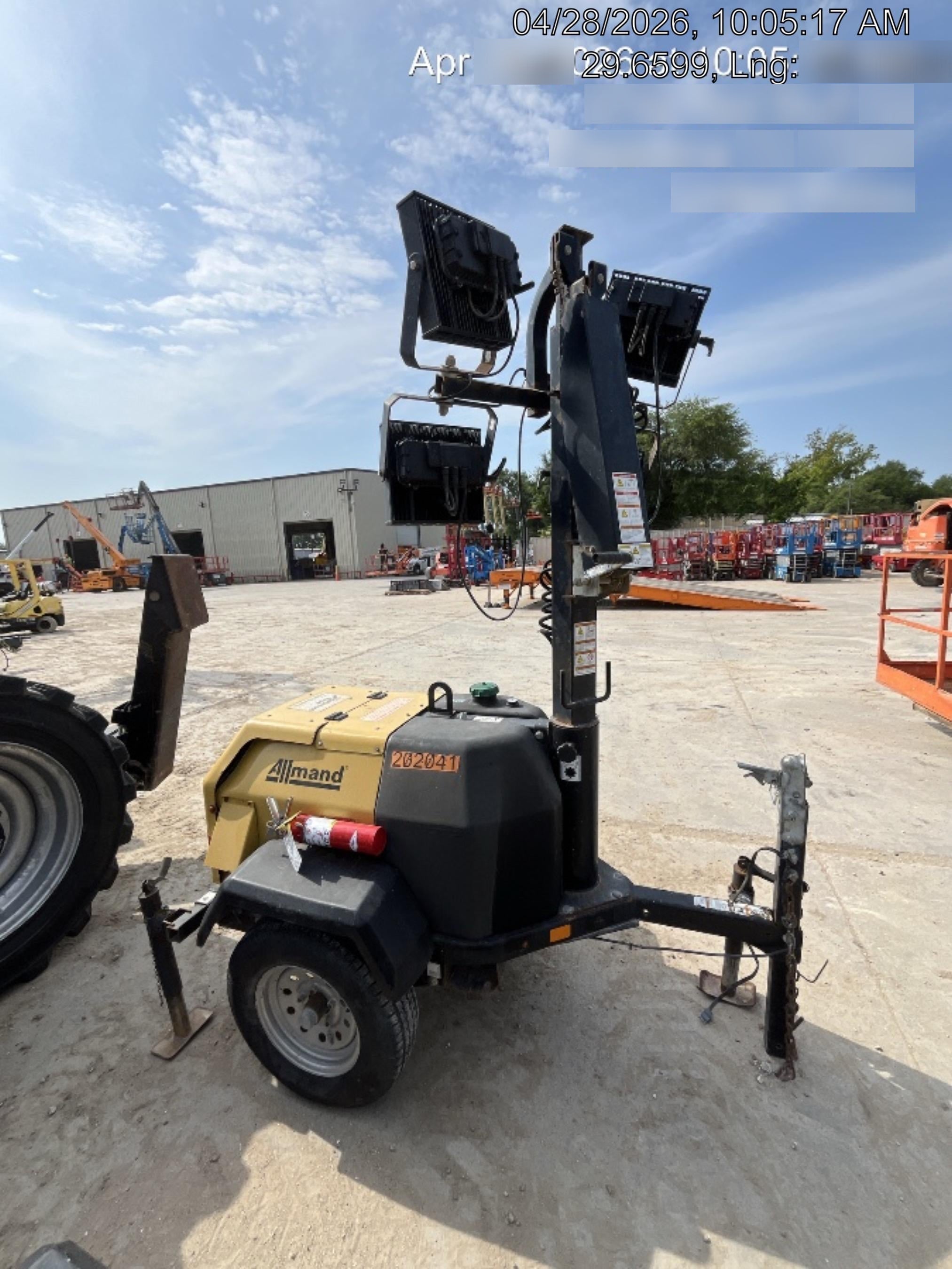 2022 Allmand NLV3GR (4) LED Light Fixture 350W, 23' Vertical Mast, 3kW Prime, Towable, Deep Sea L401, Leveling Jacks, Yanmar T4F 5.8hp