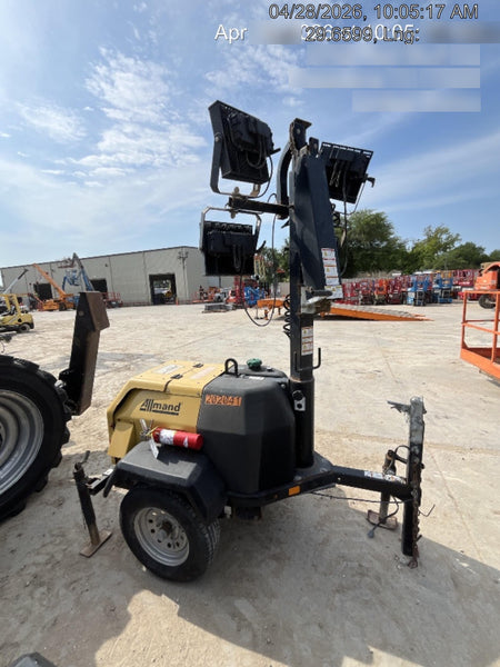 2022 Allmand NLV3GR (4) LED Light Fixture 350W, 23' Vertical Mast, 3kW Prime, Towable, Deep Sea L401, Leveling Jacks, Yanmar T4F 5.8hp