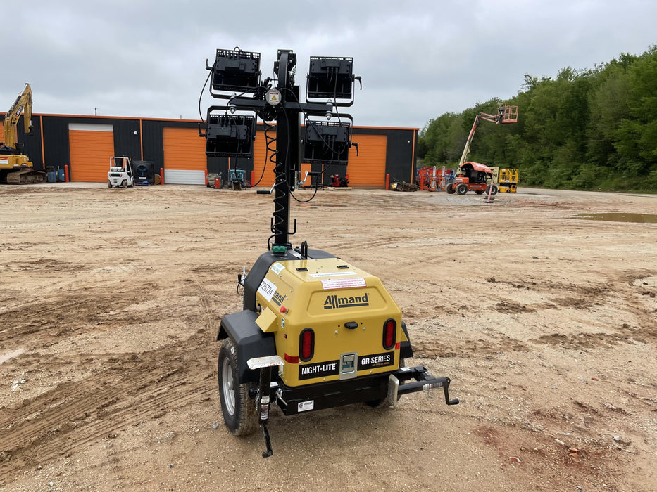 2022 Allmand NLV3GR (4) LED Light Fixture 350W, 23' Vertical Mast, 3kW Prime, Towable, Deep Sea L401, Leveling Jacks, Yanmar T4F 5.8hp