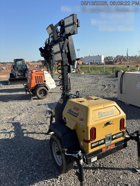 2022 Allmand NLV3GR (4) LED Light Fixture 350W, 23' Vertical Mast, 3kW Prime, Towable, Deep Sea L401, Leveling Jacks, Yanmar T4F 5.8hp