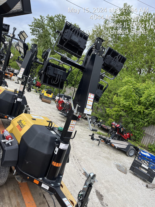 2022 Allmand NLV3GR (4) LED Light Fixture 350W, 23' Vertical Mast, 3kW Prime, Towable, Deep Sea L401, Leveling Jacks, Yanmar T4F 5.8hp