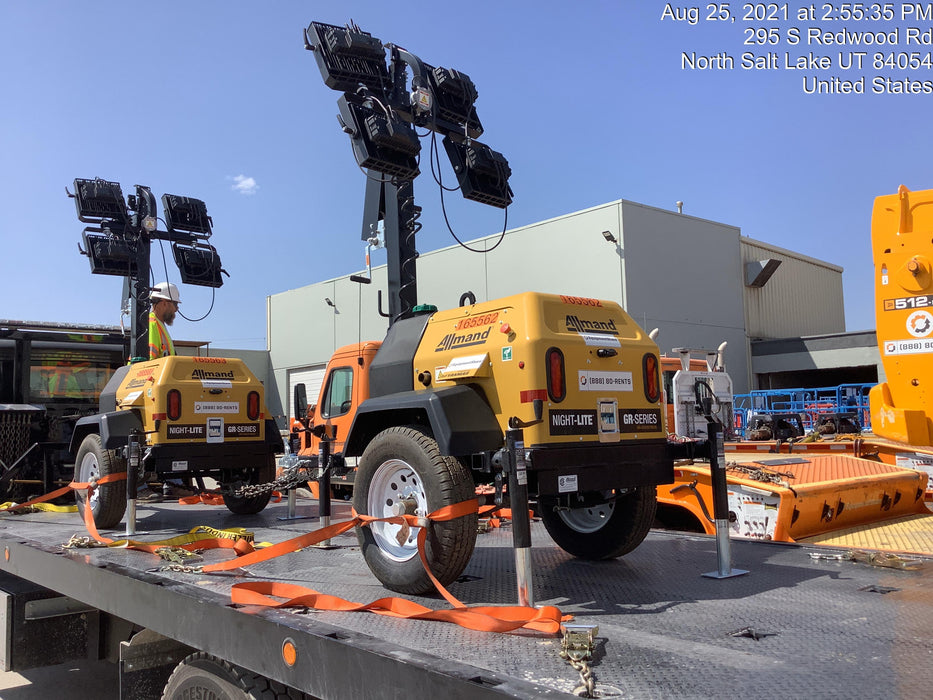 2021 Allmand NLV3GR (4) LED Light Fixture 350W, 23' Vertical Mast, 3kW Prime, Towable, Deep Sea L401, Leveling Jacks, Yanmar T4F 5.8hp