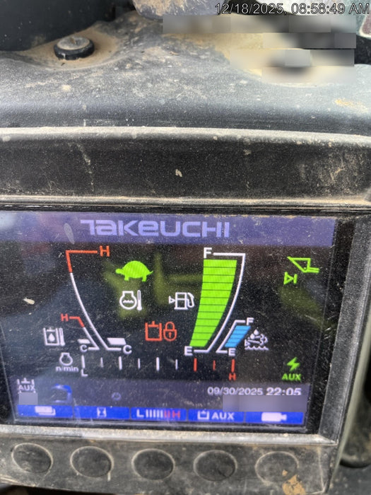 2019 Takeuchi TL12V2C Cab/Heat/Air w/Auxiliary Hydraulics, 2 Speed, Hydraulic QC 80" Tooth Bucket, 48" Pallet Forks