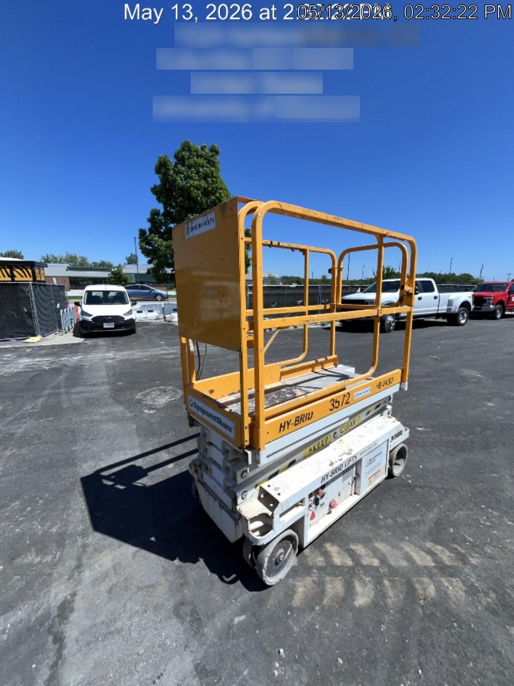 Custom Equipment HB-1430 Hy-Brid Scissor Lift
Platform capacity up to 670 lbs
Working height up to 20 ft
Weighs under 1,700 lbs
Non-marking wheels