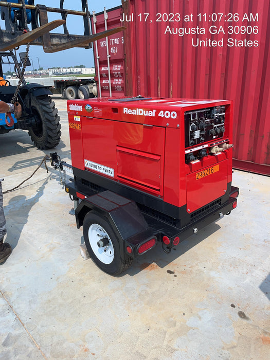 2023 Shindaiwa DGW400MDL Kubota D902 Engine, 23 HP, Dual Op Welder, Wire, Arc, Droop Stick, Tig, and CC Stick Functionality, Simulphase, 3 Phase and 1 Phase Gen Output, Single Axle NB Trlr, Slr Trckl Chrg 12V 12W, Fire Ext