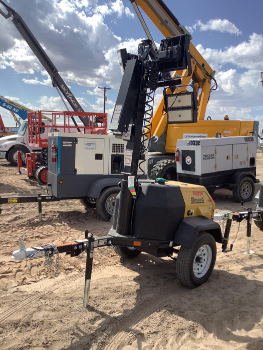 2021 Allmand NLV3GR (4) LED Light Fixture 350W, 23' Vertical Mast, 3kW Prime, Towable, Deep Sea L401, Leveling Jacks, Yanmar T4F 5.8hp