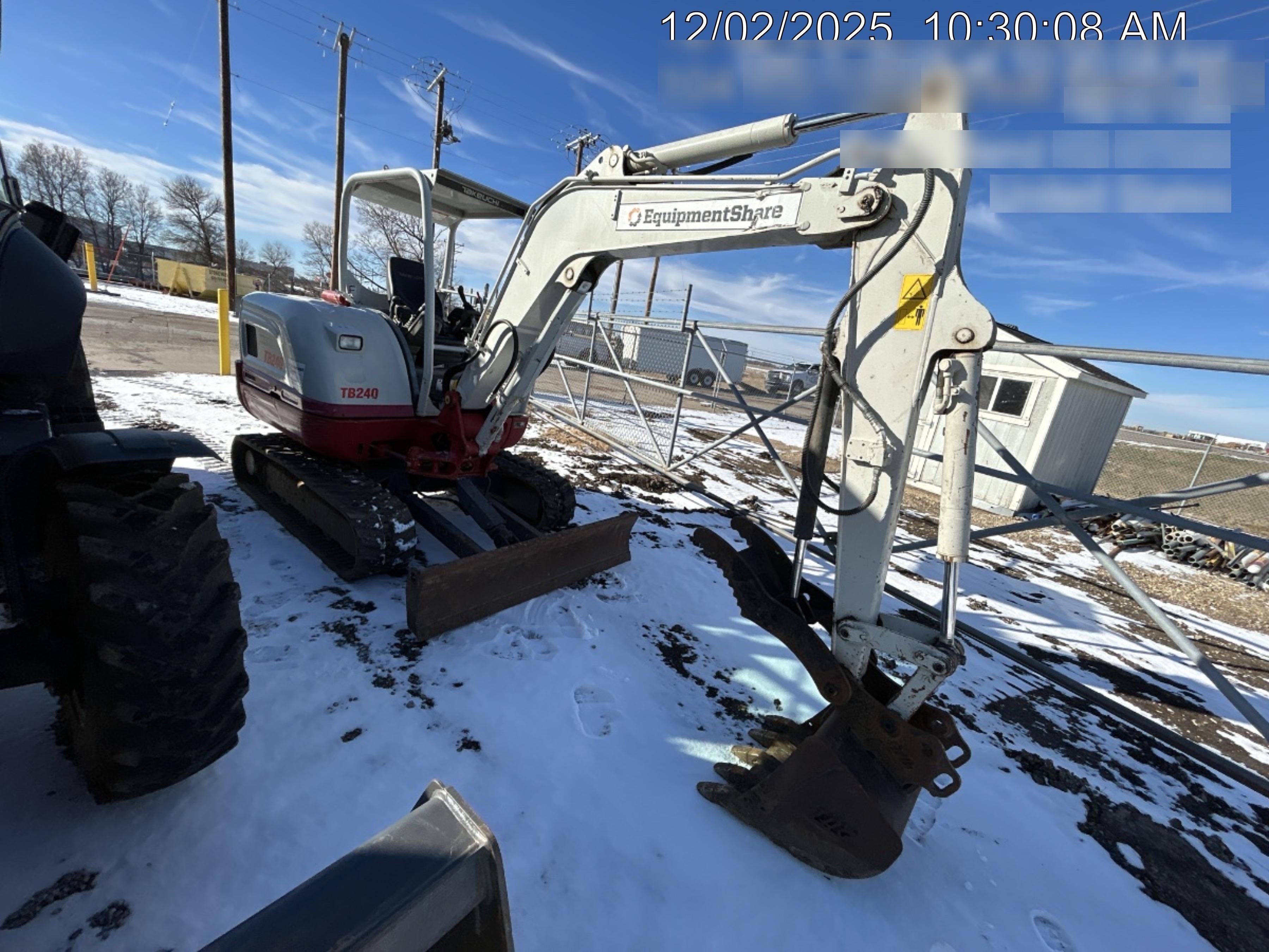 2019 Takeuchi TB240 Takeuchi TB240 Canopy w/Rubber Tracks, Auxiliary Hydraulics, Manual QC, Hydraulic Thumb, 12/18/24" Buckets