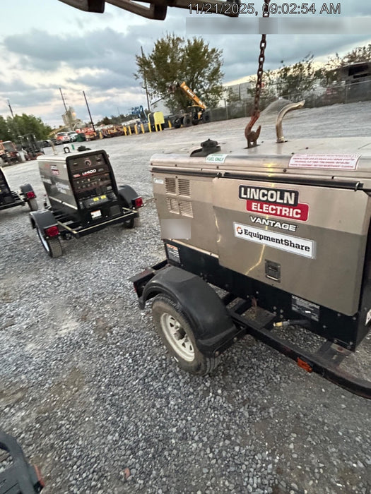 2019 Lincoln Electric Vantage 322 Welder Ready-Pak 3, Two wheel trailer, Fender and Light kit, Cable Rack