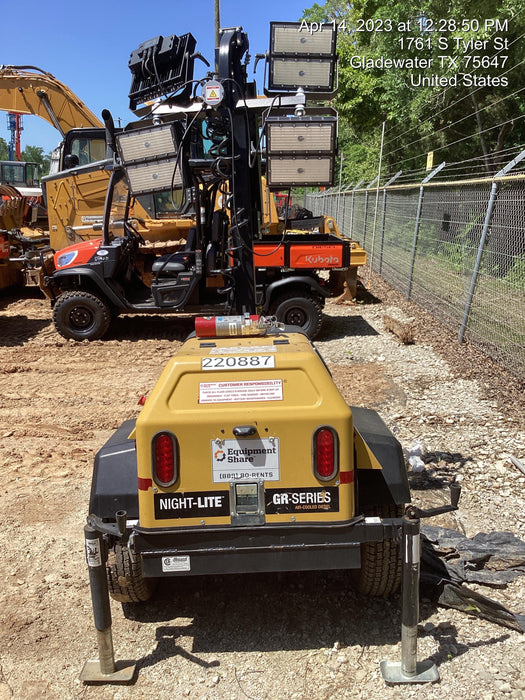 2022 Allmand NLV3GR (4) LED Light Fixture 350W, 23' Vertical Mast, 3kW Prime, Towable, Deep Sea L401, Leveling Jacks, Yanmar T4F 5.8hp