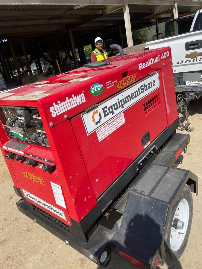 2022 Shindaiwa DGW400MDL Kubota D902 Engine, 23 HP, Dual Op Welder, Wire, Arc, Droop Stick, Tig, and CC Stick Functionality, Simulphase, 3 Phase and 1 Phase Gen Output, Single Axle NB Trlr, Slr Trckl Chrg 12V 12W, Fire Ext