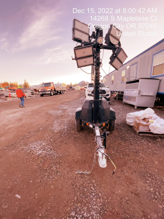 2022 Allmand NLV3GR (4) LED Light Fixture 350W, 23' Vertical Mast, 3kW Prime, Towable, Deep Sea L401, Leveling Jacks, Yanmar T4F 5.8hp