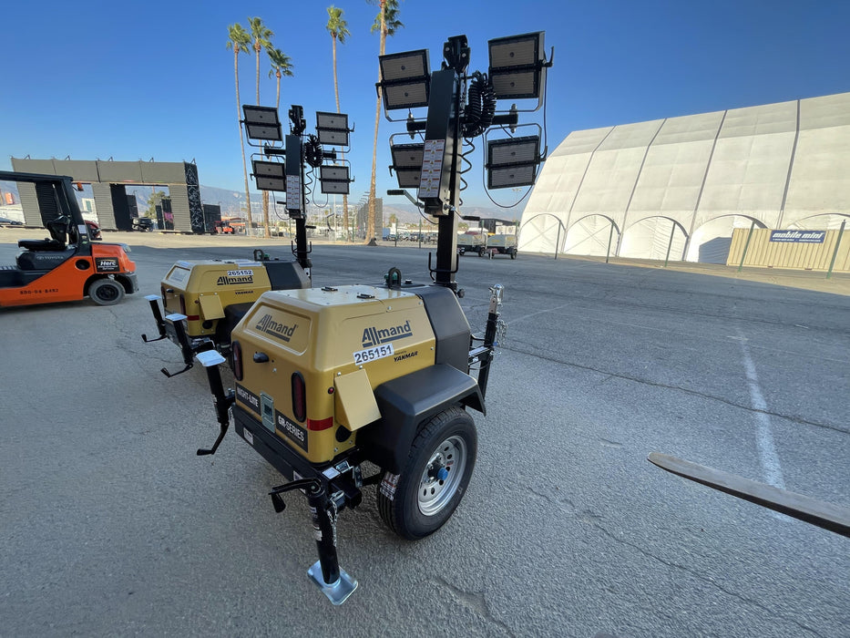 2022 Allmand NLV3GR (4) LED Light Fixture 350W, 23' Vertical Mast, 3kW Prime, Towable, ES Decals, T3