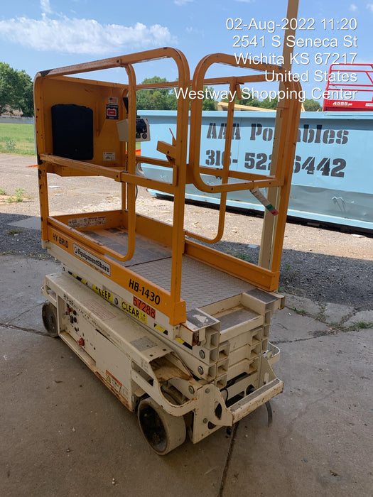 Custom Equipment HB-1430 Hy-Brid Scissor Lift
Platform capacity up to 670 lbs
Working height up to 20 ft
Weighs under 1,700 lbs
Non-marking wheels