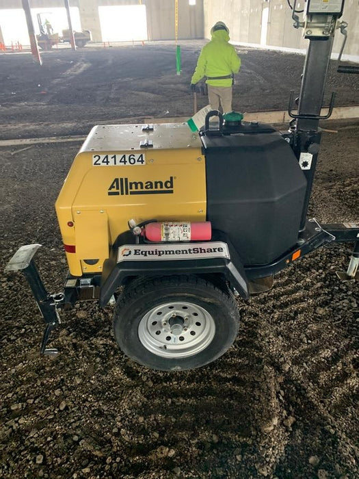 2022 Allmand NLV3GR (4) LED Light Fixture 350W, 23' Vertical Mast, 3kW Prime, Towable, Deep Sea L401, Leveling Jacks, Yanmar T4F 5.8hp