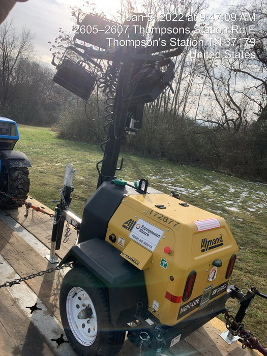 2021 Allmand NLV3GR (4) LED Light Fixture 350W, 23' Vertical Mast, 3kW Prime, Towable, Deep Sea L401, Leveling Jacks, Yanmar T4F 5.8hp